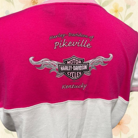 Vintage 2005 Harley Davidson Pink White Tee Shirt Women 2X Biker Y2K Kentucky - Picture 5 of 7